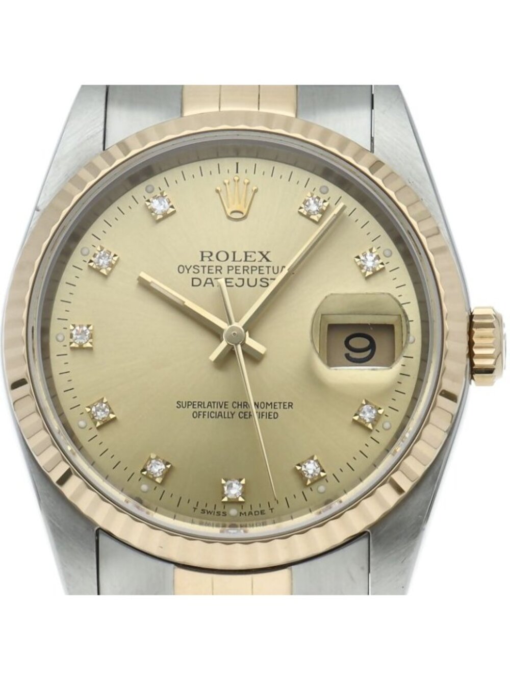 Rolex Datejust Watch Diamond Box 18k Yellow Gold SS